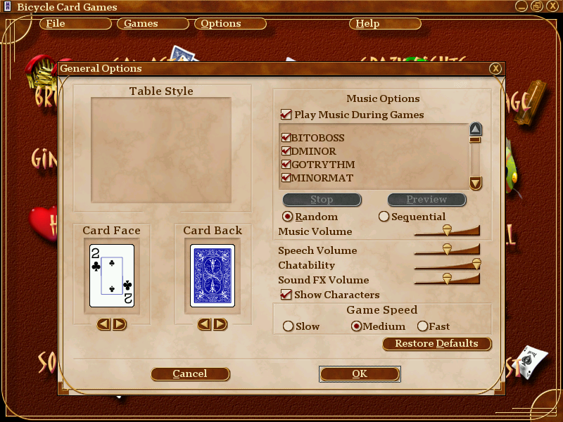 Скриншоты Microsoft Bicycle Card Games на OldGames.RU
