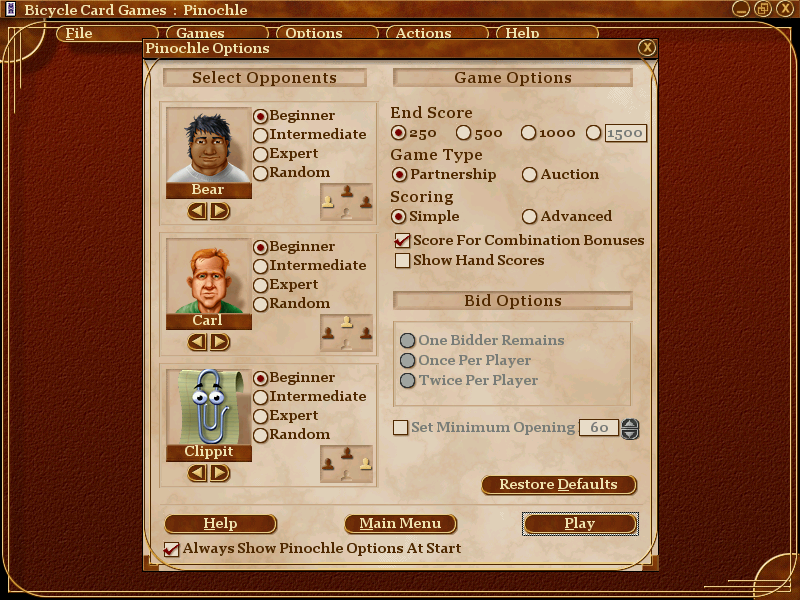 Microsoft Bicycle Card Games (2001 Windows). Ссылки, описание, обзоры