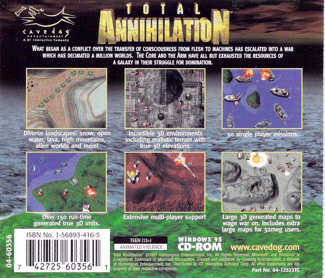 Total Annihilation Sur PC - Big Box Version Française - Jeu Vidéo 1997 - État Correct
